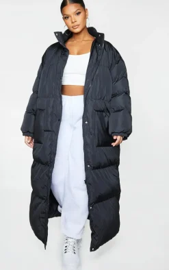 Plus Black Maxi Puffer Coat