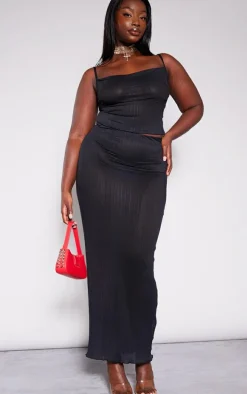 Plus Black Mesh Maxi Skirt