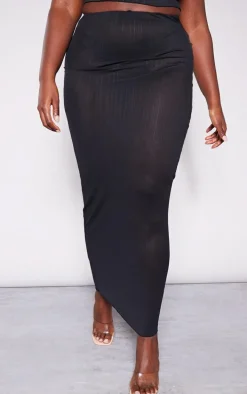 Plus Black Mesh Maxi Skirt