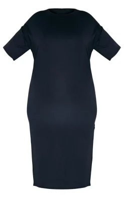 Plus Black Oversized Midi T Shirt Dress