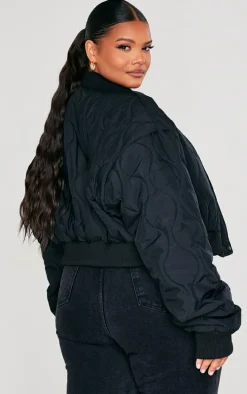 Plus Black Panel Bomber Jacket