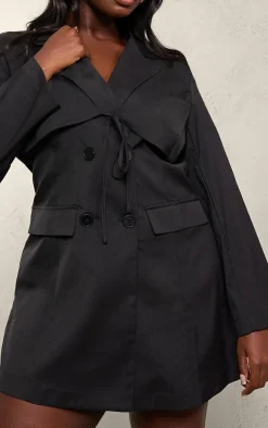 Plus Black Pocket Detail Tailored Blazer Mini Dress