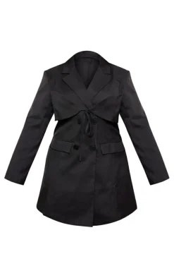 Plus Black Pocket Detail Tailored Blazer Mini Dress