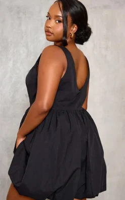 Plus Black Puffball Mini Dress