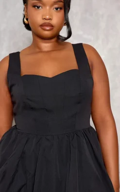 Plus Black Puffball Mini Dress