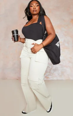 Plus Black Rib Cut Out Bodysuit