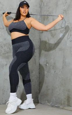 Plus Black Seamless 2 Tone Contour Leggings