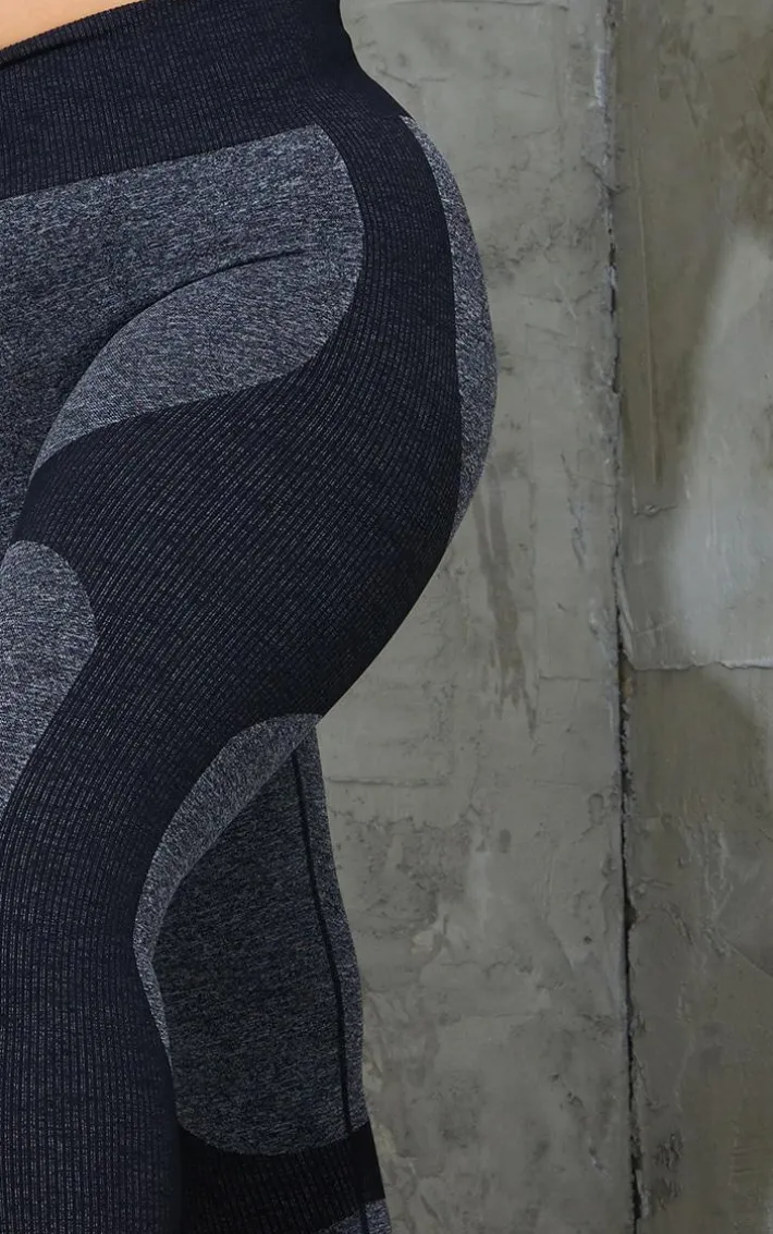 Plus Black Seamless 2 Tone Contour Leggings