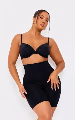 Plus Black Seamless High Waist Control Shapewear Shorts