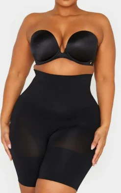 Plus Black Seamless High Waist Control Shapewear Shorts