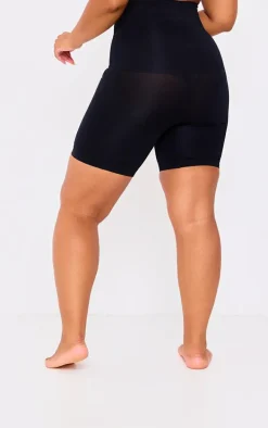 Plus Black Seamless High Waist Control Shapewear Shorts