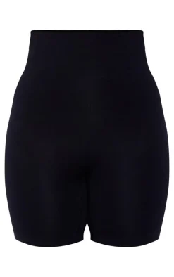 Plus Black Seamless High Waist Control Shapewear Shorts
