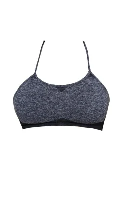 Plus Black Seamless Longline Sports Bra Top