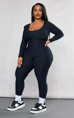 Plus Black Soft Touch Scoop Neck Jumpsuit