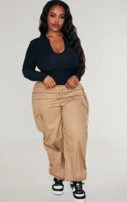 Plus Black Soft Touch V Neck Long Sleeve Top