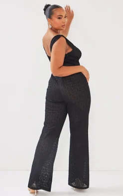 Plus Black Textured Corset Jumpsuit