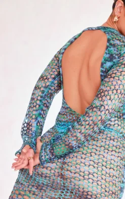 Plus Blue Open Back Knited Maxi Dress