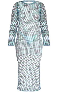 Plus Blue Open Back Knited Maxi Dress