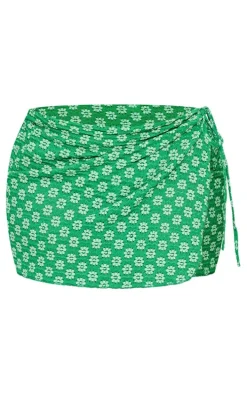 Plus Bright Green Daisy Crochet Sarong
