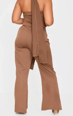 Plus Brown Belt Detail Wide Leg Pants