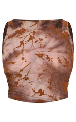 Plus Brown Devore Sleeveless Top