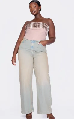 Plus Brown Faux Fur Trim Wool Look Bandeau Corset