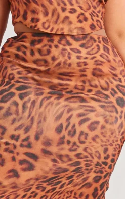 Plus Brown Leopard Printed Midaxi Skirt