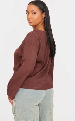 Plus Brown Woven Tie Front Flared Sleeve Shirt