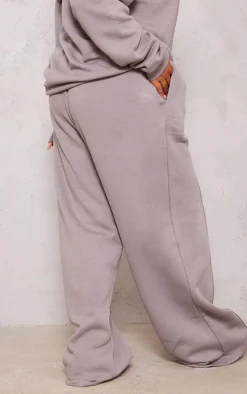 Plus Charcoal Mid Rise Seam Detail Straight Leg Sweatpants