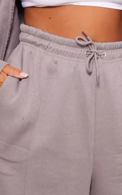 Plus Charcoal Mid Rise Seam Detail Straight Leg Sweatpants