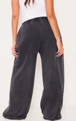 Plus Charcoal Oversized Wide Leg Washed Sweatpants