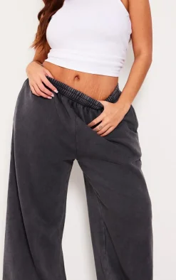 Plus Charcoal Oversized Wide Leg Washed Sweatpants