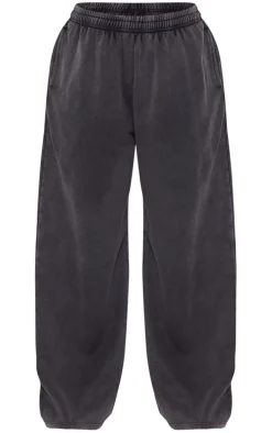 Plus Charcoal Oversized Wide Leg Washed Sweatpants