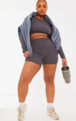 Plus Charcoal Sculpt Seam Detail Gym Top