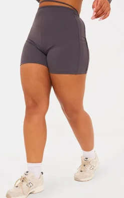 Plus Charcoal Sculpt Seam Detail Gym Shorts