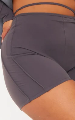 Plus Charcoal Sculpt Seam Detail Gym Shorts