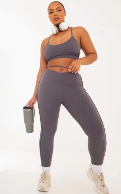 Plus Charcoal Sculpt Strappy Gym Leggings