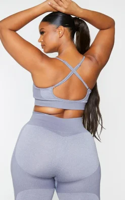 Plus Charcoal Seamless Longline Sports Bra Top
