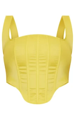 Plus Chartreuse Satin Boned Corset