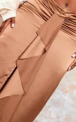 Plus Chocolate Drape Front Maxi Skirt