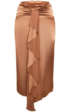 Plus Chocolate Drape Front Maxi Skirt