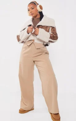 Plus Chocolate Faux Suede Borg Trim Aviator