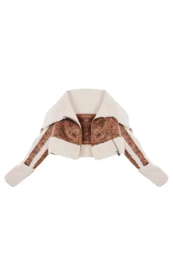 Plus Chocolate Faux Suede Borg Trim Aviator