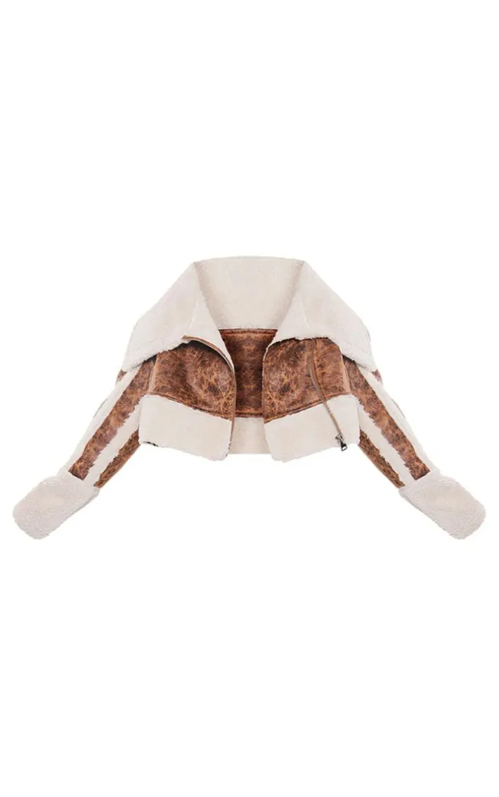 Plus Chocolate Faux Suede Borg Trim Aviator