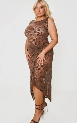 Plus Chocolate Lace Midaxi Dress