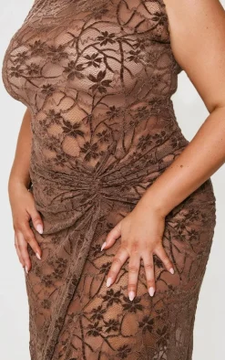 Plus Chocolate Lace Midaxi Dress
