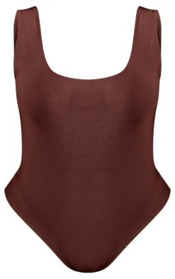 Plus Chocolate Scooped Neck Swimsuit