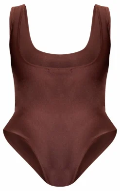 Plus Chocolate Scooped Neck Swimsuit