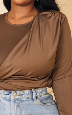 Plus Chocolate Slinky Cross Front Top