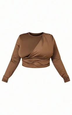 Plus Chocolate Slinky Cross Front Top